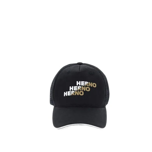 Herno Black Cotton Cap (Baseball Hat)