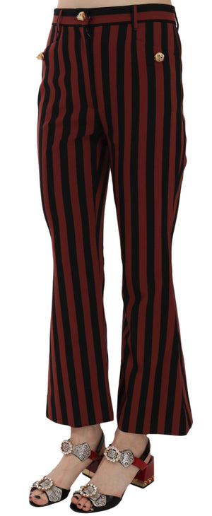 Dolce & Gabbana Black Amaranth Stripe Cropped Flared Pants