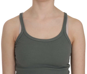 PINK MEMORIES Green Sleeveless Spaghetti Tank T-Shirt Blouse