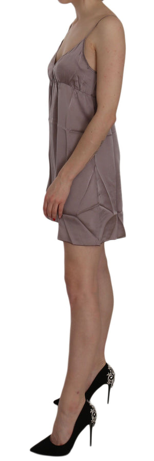 PINK MEMORIES Purple Spaghetti A-line Mini Silk Dress