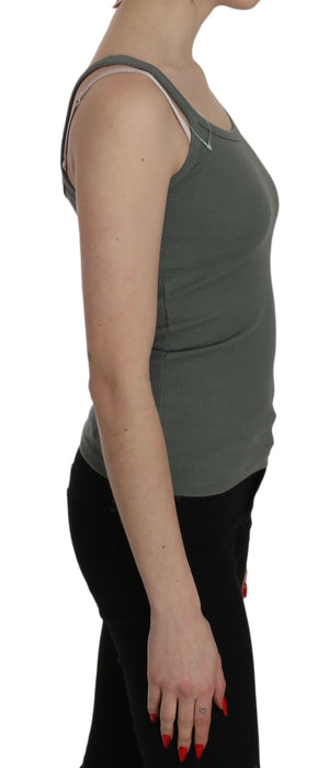 PINK MEMORIES Green Spaghetti Strap Slim Fit Casual Tank Top Blouse