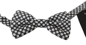 Dolce & Gabbana Men Black White Circles Adjustable Neck Papillon Bow Tie