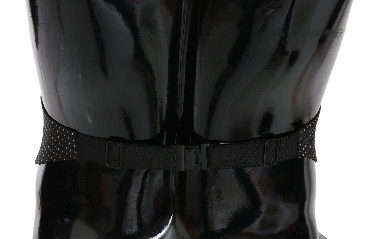 Dolce & Gabbana Black Dotted Waist Belt Silk Cummerbund