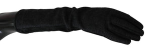 Dolce & Gabbana Black Gray Mid Arm Length Mittens Wool  Gloves