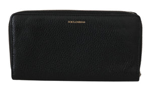 Dolce & Gabbana Black Mens Zipper Continental Purse 100% Leather Wallet