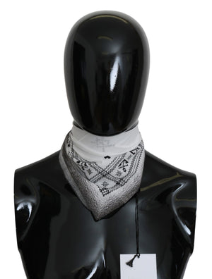Costume National White Printed Bandana Cotton Scarf
