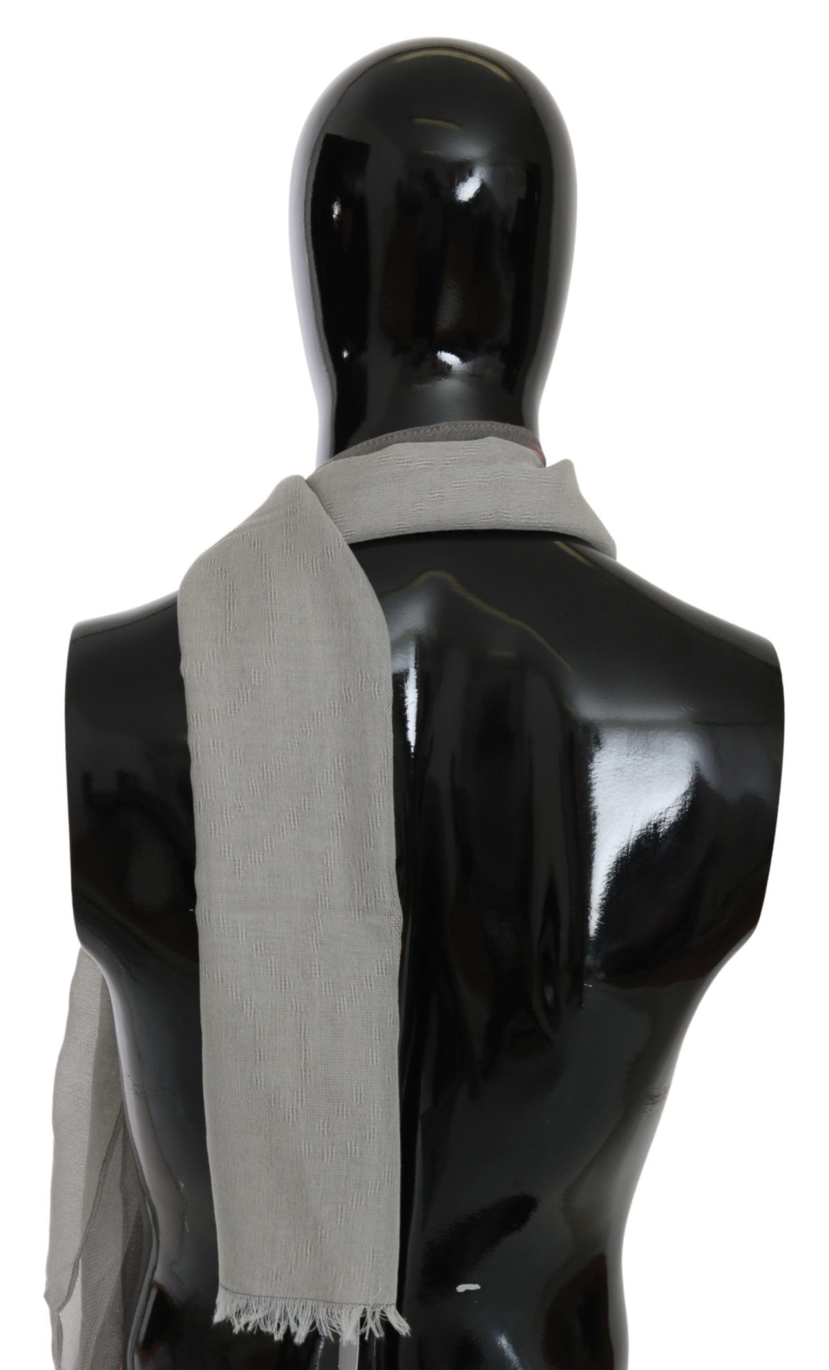 Costume National Gray Fringe Neck Wrap Cotton Scarf