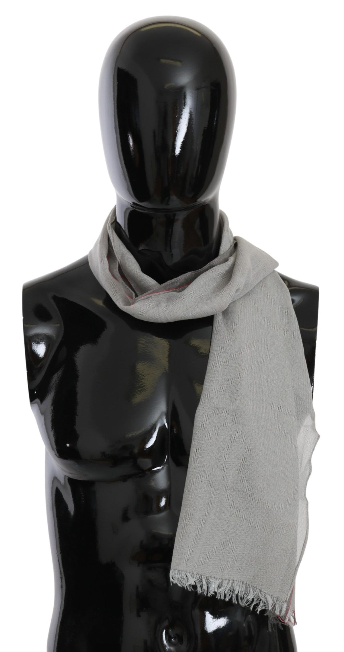 Costume National Gray Fringe Neck Wrap Cotton Scarf