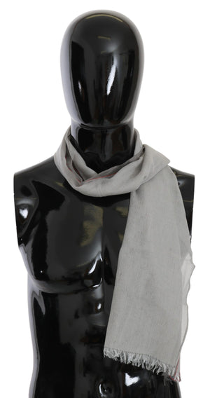Costume National Gray Fringe Neck Wrap Cotton Scarf