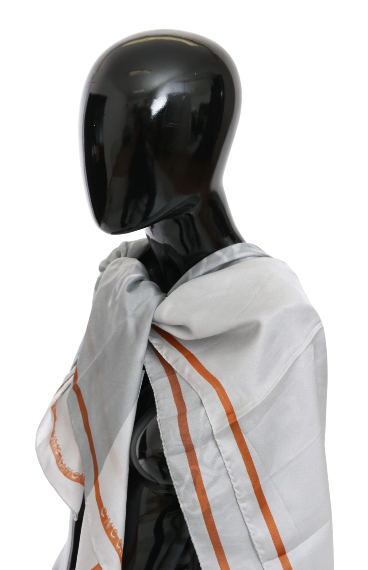 Costume National Gray Red Silk Shawl Foulard Wrap Scarf