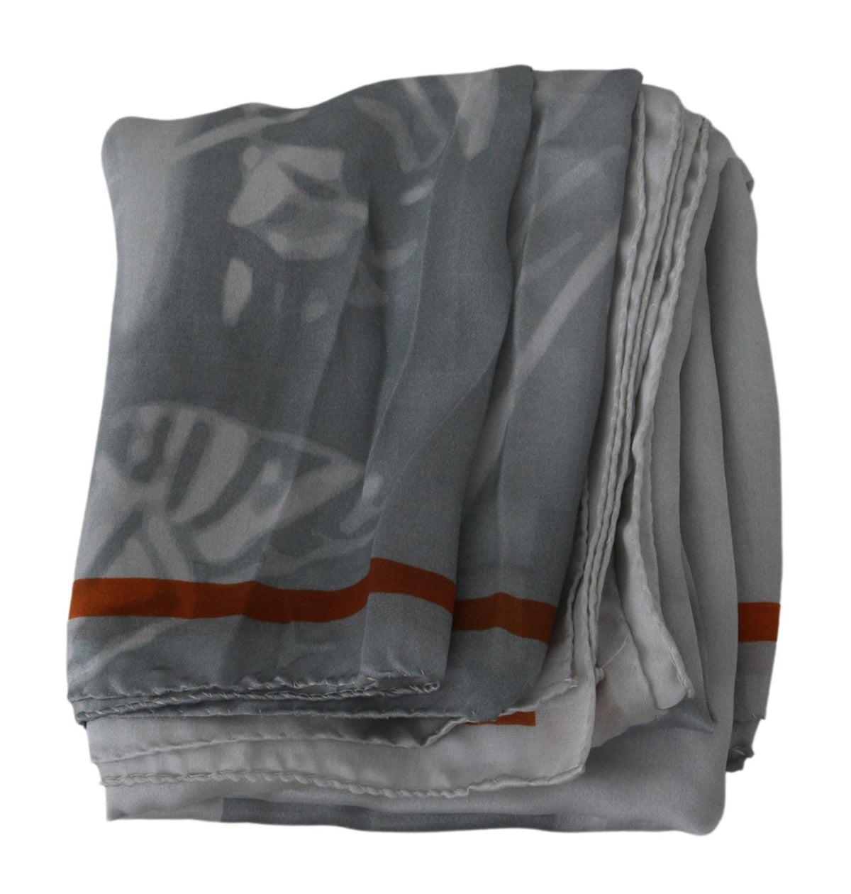 Costume National Gray Red Silk Shawl Foulard Wrap Scarf