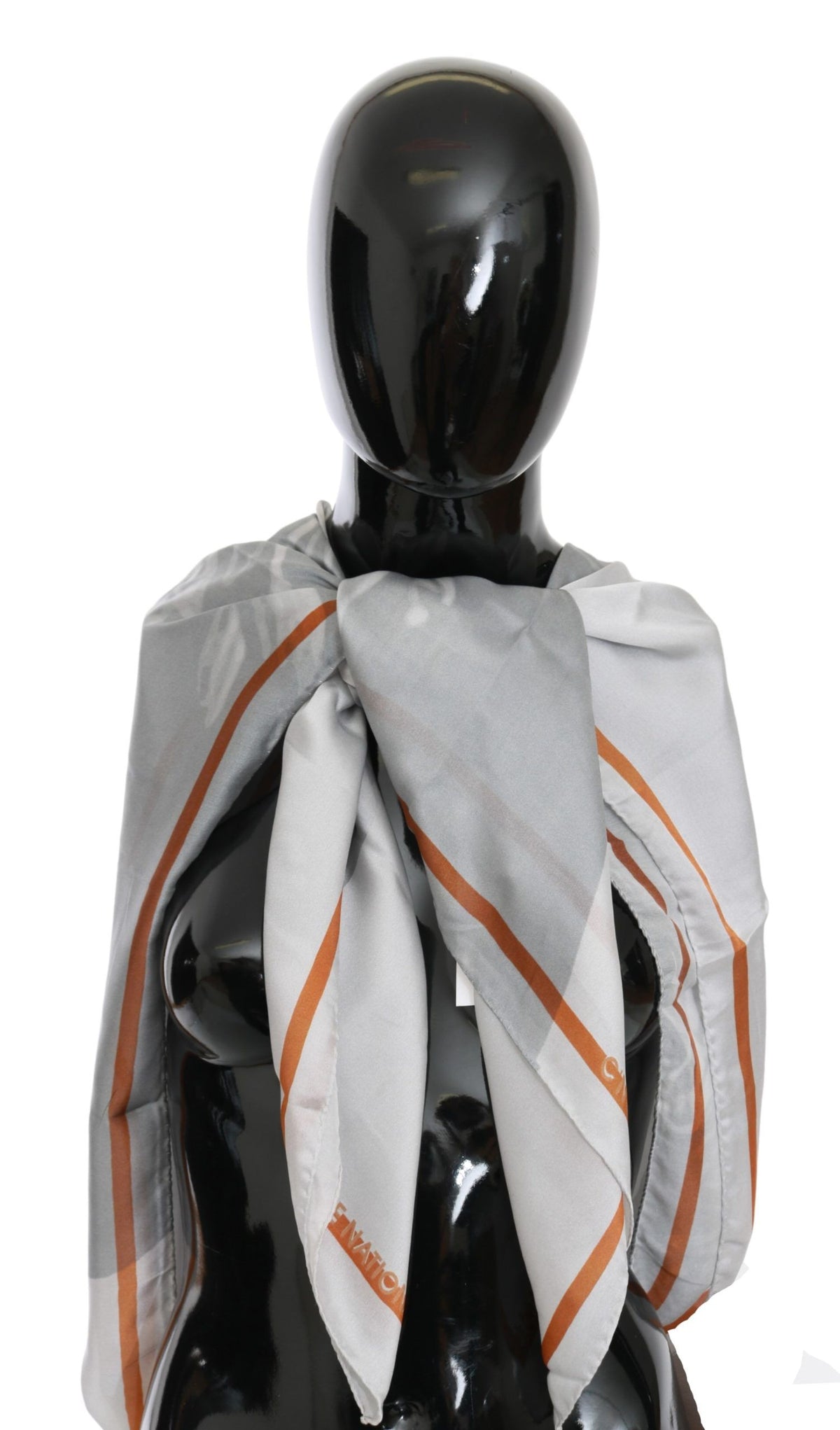 Costume National Gray Red Silk Shawl Foulard Wrap Scarf