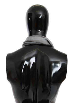 GF Ferre Gray Wool Viscose Foulard Patterned Branded Scarf