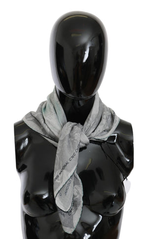 Costume National Gray Silk Shawl Foulard Wrap Scarf