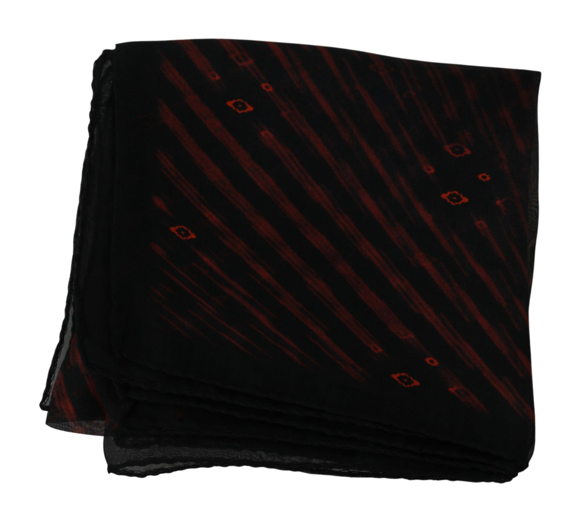 Costume National Black Orange 100% Silk Branded Scarf