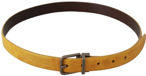 Dolce & Gabbana Yellow Exotic Skin Leather Grey Buckle Belt