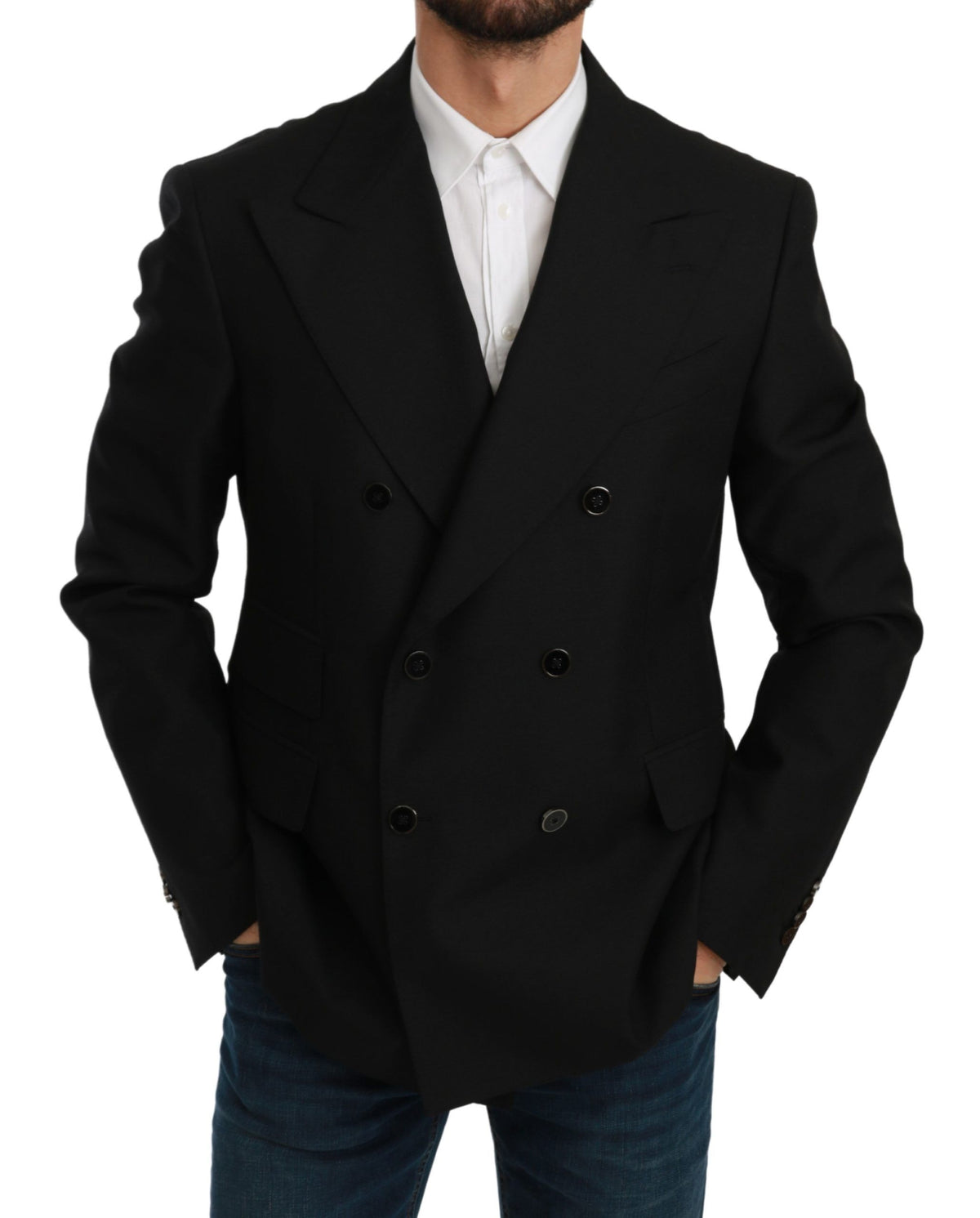 Dolce & Gabbana Black Slim Fit Jacket Coat Wool Blazer