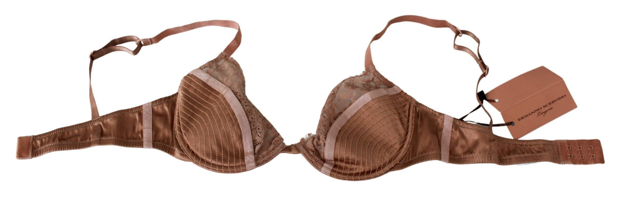 Ermanno Scervino Nude Lace Push Up Silk Underwear