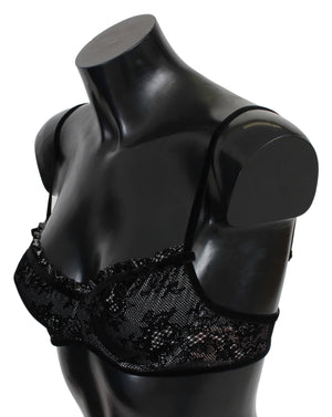 Ermanno Scervino Black Mesh Balconcino Bra Nylon  Underwear