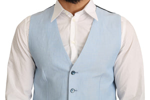 Dolce & Gabbana Blue Viscose Stretch Formal Coat Vest