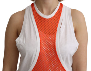 Dsquared² Orange White Crewneck Sleeveless Tank T-shirt Dress Top