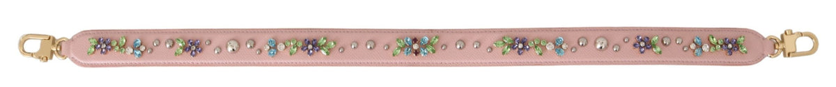 Dolce & Gabbana Pink Leather Crystal Stud Accessory Shoulder Strap