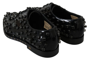 Dolce & Gabbana Black Leather Crystals Dress Broque Shoes