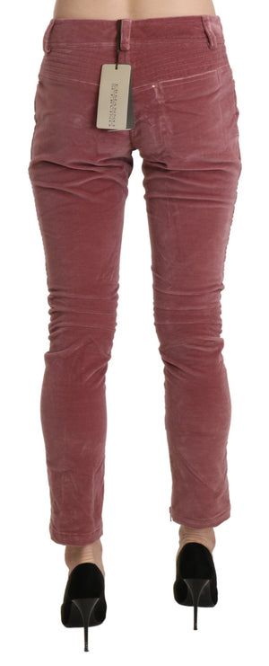 Ermanno Scervino Red Mid Waist Skinny Cotton Pants