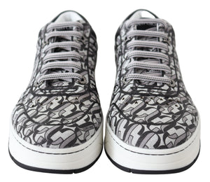 Jimmy Choo Silver Black Glitter Hawaii Sneakers
