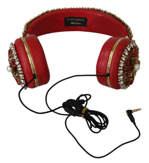 Dolce & Gabbana FRENDS Leather Red Floral Crystal Headset Headphones