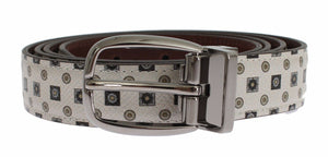 Dolce & Gabbana White Silk Bowtie Leather Men Belt Gift Box