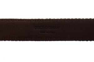 Dolce & Gabbana Brown Leather Logo Cintura Gürtel Belt