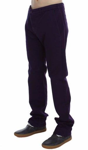 GF Ferre Purple Cotton Stretch Purple Fit  Pants
