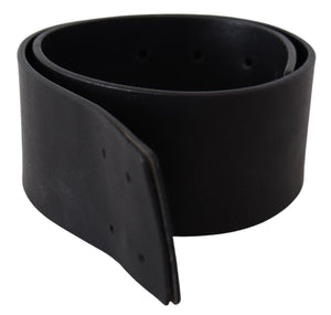 GF Ferre Black Genuine Leather Wide Logo Waist Belt