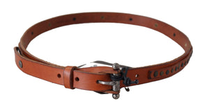 Scervino Street Brown Genuine Leather Rustic Silver Buckle Belt