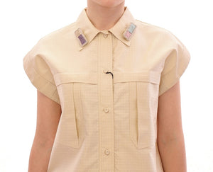 Andrea Incontri Beige Sleeveless Blouse Top