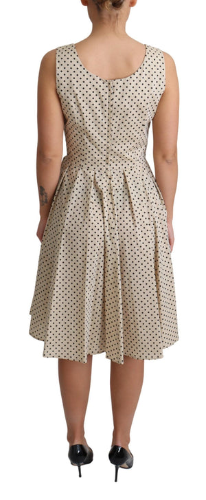 Dolce & Gabbana Beige Polka Dotted Cotton A-Line Dress
