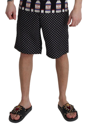 Dolce & Gabbana Black Polka Dots Beachwear Shorts Swimwear