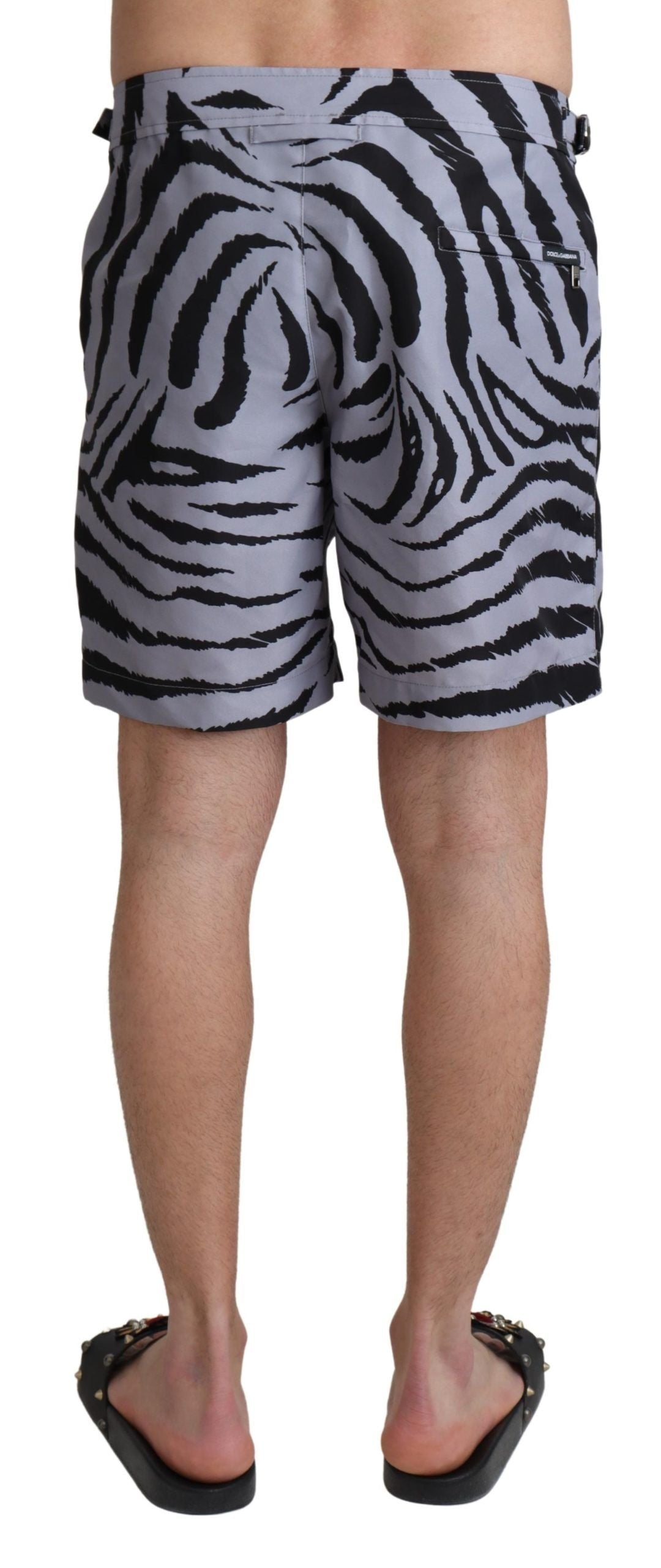Dolce & Gabbana Gray Zebra Print Beachwear Shorts