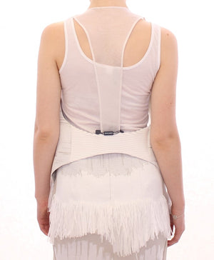 Arzu Kaprol White Lashes Open Back Vest Jacket