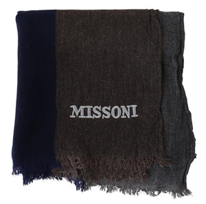Missoni Multicolor Striped Wool Unisex Wrap Fringes Scarf