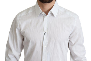 Dolce & Gabbana White Stripes Cotton Formal Dress Shirt