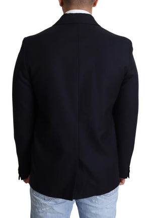 Dolce & Gabbana Dark Blue Wool Single Breasted Coat Jacket