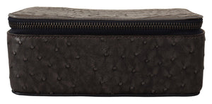 Dolce & Gabbana Gray Skin Leather Vanity Case Toiletry Shaving Bag