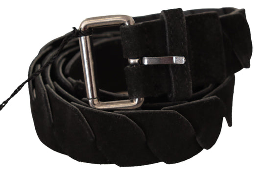 GF Ferre Black WX Silver Tone Buckle Waist Belt