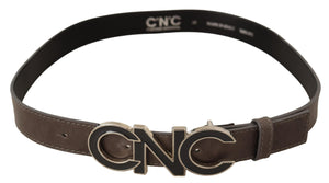 Costume National Brown Letter Logo Buckle Belt