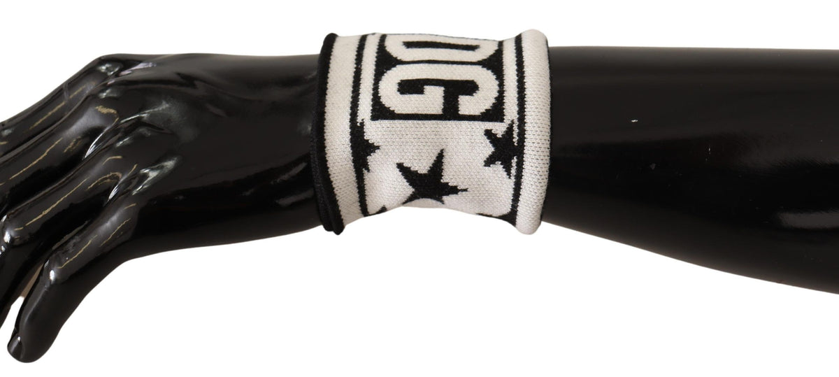 Dolce & Gabbana White Black Wool Logo #DGMILLENNIALS Wristband
