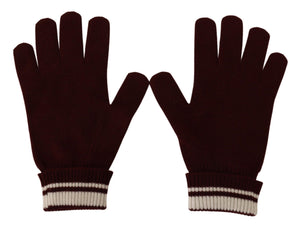 Dolce & Gabbana Red White D&G Logo Crown Cashmere Gloves