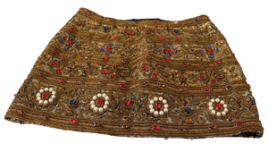 Dolce & Gabbana Gold Crystal Jacquard High Waist Skirt