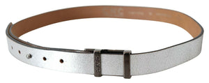 Costume National Brown Metallic Silver Leather Belt